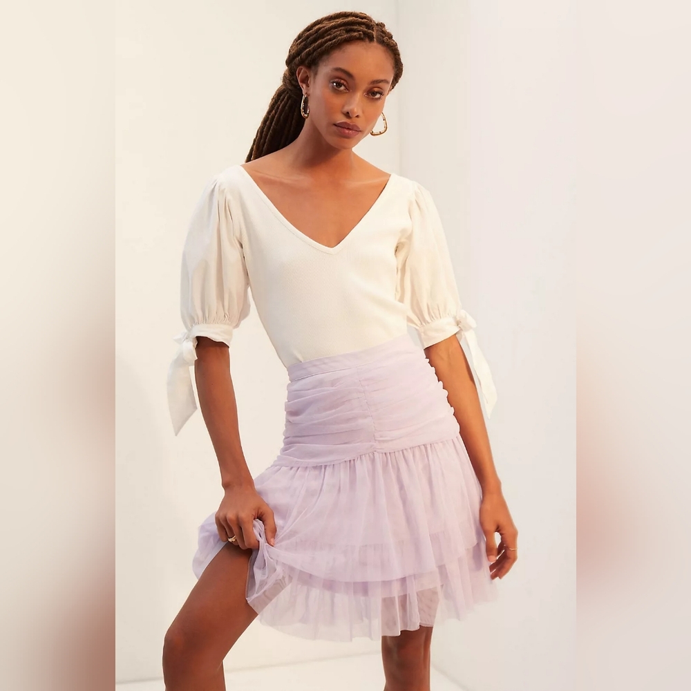 Maeve Tiered Tulle Mini Skirt Size 4